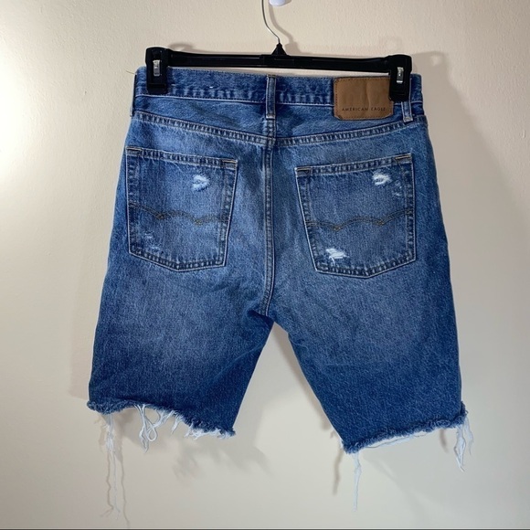 American Eagle Jean Shorts Distressed Denim Patches Light Wash - Picture 5 of 9